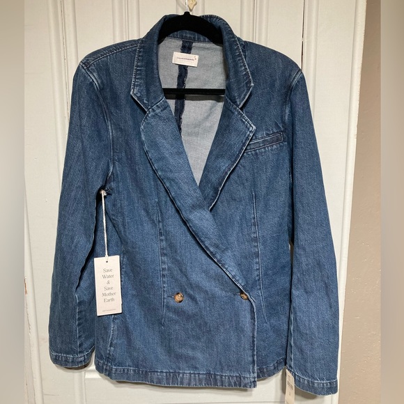 Anthropologie Boyish The Julian Denim Blazer Sz M Jean Jacket Work - Picture 5 of 11